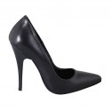 Woman's pointy pump shoe in black leather heel 11