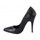 Zapato de salon a punta para mujer en piel negra tacon 11 - Tallas disponibles:  31, 32, 34, 44