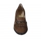 Mocasino para mujer con elasticos, tachuelas, flecos y cadena en gamuza brun claro tacon 5 - Tallas disponibles:  32, 33, 34, 42, 43