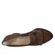 Mocasino para mujer con elasticos, tachuelas, flecos y cadena en gamuza brun claro tacon 5 - Tallas disponibles:  32, 33, 34, 42, 43