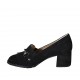 Woman's mocassin with elastic bands, studs, fringes and chain in black suede heel 5 - Available sizes:  32, 33, 34, 42, 43, 44