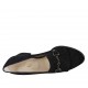 Mocasino para mujer con elasticos, tachuelas, flecos y cadena en gamuza negra tacon 5 - Tallas disponibles:  32, 33, 34, 42, 43, 44
