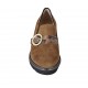 Chaussure pour femmes avec elastiques et boucle en daim et cuir imprimé marron talon 5 - Pointures disponibles:  33, 34, 43, 44