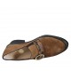 Geschlossener Damenschuh mit Gummibändern und Schnalle aus braunem Wildleder und bedrucktem Leder Absatz 5 - Verfügbare Größen:  33, 34, 43, 44