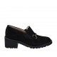 Woman's highfronted shoe with elastics, studs and chain in black suede heel 5 - Available sizes:  32, 33, 34, 42, 43, 44