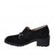 Woman's highfronted shoe with elastics, studs and chain in black suede heel 5 - Available sizes:  32, 33, 34, 42, 43, 44