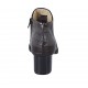 Woman's pointy ankle boot with zipper, studs and elastic band in brown printed leather heel 5