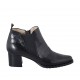 Woman's pointy ankle boot with zipper, studs and elastic band in black printed leather heel 5 - Available sizes:  33, 42, 43, 44
