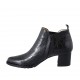 Woman's pointy ankle boot with zipper, studs and elastic band in black printed leather heel 5 - Available sizes:  33, 42, 43, 44