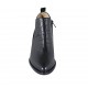 Woman's pointy ankle boot with zipper, studs and elastic band in black printed leather heel 5