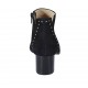 Woman's pointy ankle boot with zipper and studs in black suede heel 5