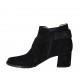 Botines para mujer con elastico, cremallera y hebilla en gamuza negra tacon 5 - Tallas disponibles:  32, 33, 34, 42, 43