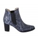 Woman's pointy ankle boot with elastic bands in blue printed leather heel 7