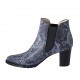 Woman's pointy ankle boot with elastic bands in blue printed leather heel 7