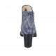 Stivaletto a punta da donna con elastici in pelle stampata blu tacco 7 - Misure disponibili: 33, 34, 42, 43, 44