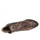 Woman's pointy ankle boot with elastic bands in tan brown printed leather heel 7