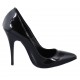 Woman's pointy pump in black patent leather with heel 11