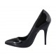 Zapato de salon a punta para mujer en charol negro con tacon 11 - Tallas disponibles:  31, 32, 47