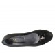 Woman's pump shoe with fabric bow in black leather heel 2 - Available sizes:  33, 34, 42, 43, 44, 45