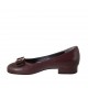 Pumpschuh für Damen aus bordeauxfarbenem Leder mit Schleife aus Stoff Absatz 2 - Verfügbare Größen:  33, 34, 42, 43, 44, 45