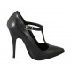 Escarpin pour femmes avec courroie salomé en cuir noir talon 11 - Pointures disponibles:  31, 32, 33, 34, 42, 44, 45, 46