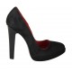 Woman's pump in black suede with platform heel 11