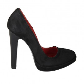 Decolté da donna in camoscio nero con plateau tacco 11 - Misure disponibili: 31, 32, 33, 34, 42, 43, 44, 45, 46, 47