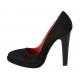Woman's pump in black suede with platform heel 11
