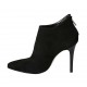 Woman's pointy ankle boot with posterior zipper in black suede heel 10