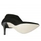 Woman's pointy ankle boot with posterior zipper in black suede heel 10