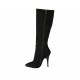 Damenstiefel aus schwarzem Wildleder mit Accessoire und Absatz 11 - Verfügbare Größen:  32, 33, 34, 42, 43, 44, 45, 47