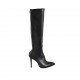 Woman's pointy boot with zipper in black suede and leather heel 11 - Available sizes:  33, 42, 44, 45, 46, 47