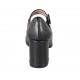 Escarpin pour femmes avec courroie en cuir noir talon carré 7 - Pointures disponibles:  32, 33, 42, 43, 44, 45