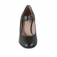 Zapato de salón para mujer con cinturon en piel negra tacon cuadrado 7 - Tallas disponibles:  32, 33, 42, 43, 44, 45