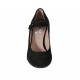 Zapato de salón con cinturon para mujer en gamuza negra tacon cuadrado 7 - Tallas disponibles:  32, 33, 34, 43, 44, 45