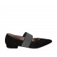Bailerina puntiaguda para mujer con elastico brillante en gamuza negra tacon 1 - Tallas disponibles:  33, 34, 43, 44, 45