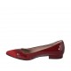 Woman's pointy ballerina shoe in red patent leather and suede heel 1