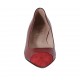 Woman's pointy ballerina shoe in red patent leather and suede heel 1