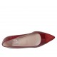 Woman's pointy ballerina shoe in red patent leather and suede heel 1