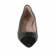 Woman's pointy ballerina shoe in black patent leather and suede heel 1