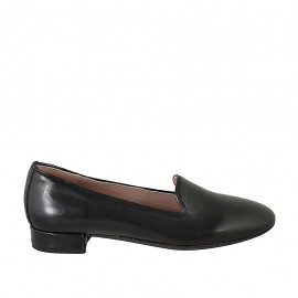 Mocassin pour femmes en cuir noir talon 2 - Pointures disponibles:  33, 34, 42, 43, 44, 45