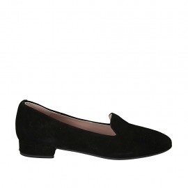 Mocasino para mujer en gamuza negra con tacon 2 - Tallas disponibles:  33, 34, 43, 44
