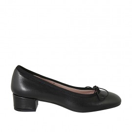 Escarpin de femmes avec noeud en cuir noir talon 3 - Pointures disponibles:  33, 42, 43, 44, 45