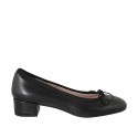 Escarpin de femmes avec noeud en cuir noir talon 3