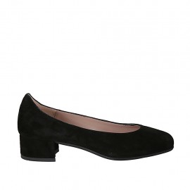 Decolté da donna in camoscio nero tacco 3 - Misure disponibili: 33, 34, 42, 43, 44