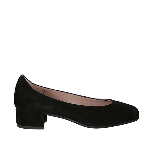 Decolté da donna in camoscio nero tacco 3 - Misure disponibili: 33, 34, 42, 43, 44