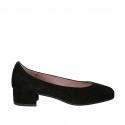 Decolté da donna in camoscio nero tacco 3