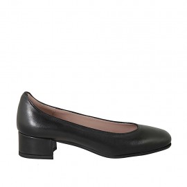 Decolté da donna in pelle nera tacco 3 - Misure disponibili: 33, 42, 43, 44