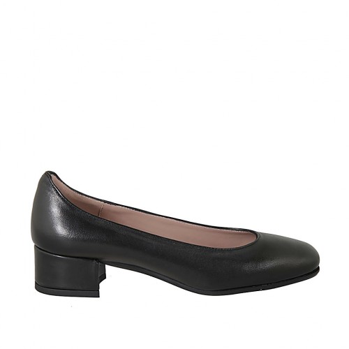Decolté da donna in pelle nera tacco 3 - Misure disponibili: 33, 42, 43, 44