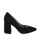 Decolté a punta da donna in camoscio color nero tacco 8 - Misure disponibili: 32, 33, 34, 42, 43, 44, 45